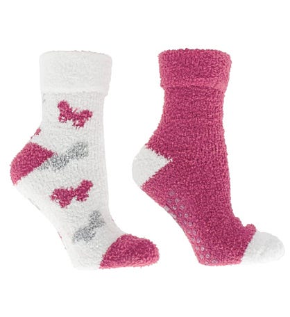 2 Pair Pack Sock With Rose & Shea Butter Infused, Coral